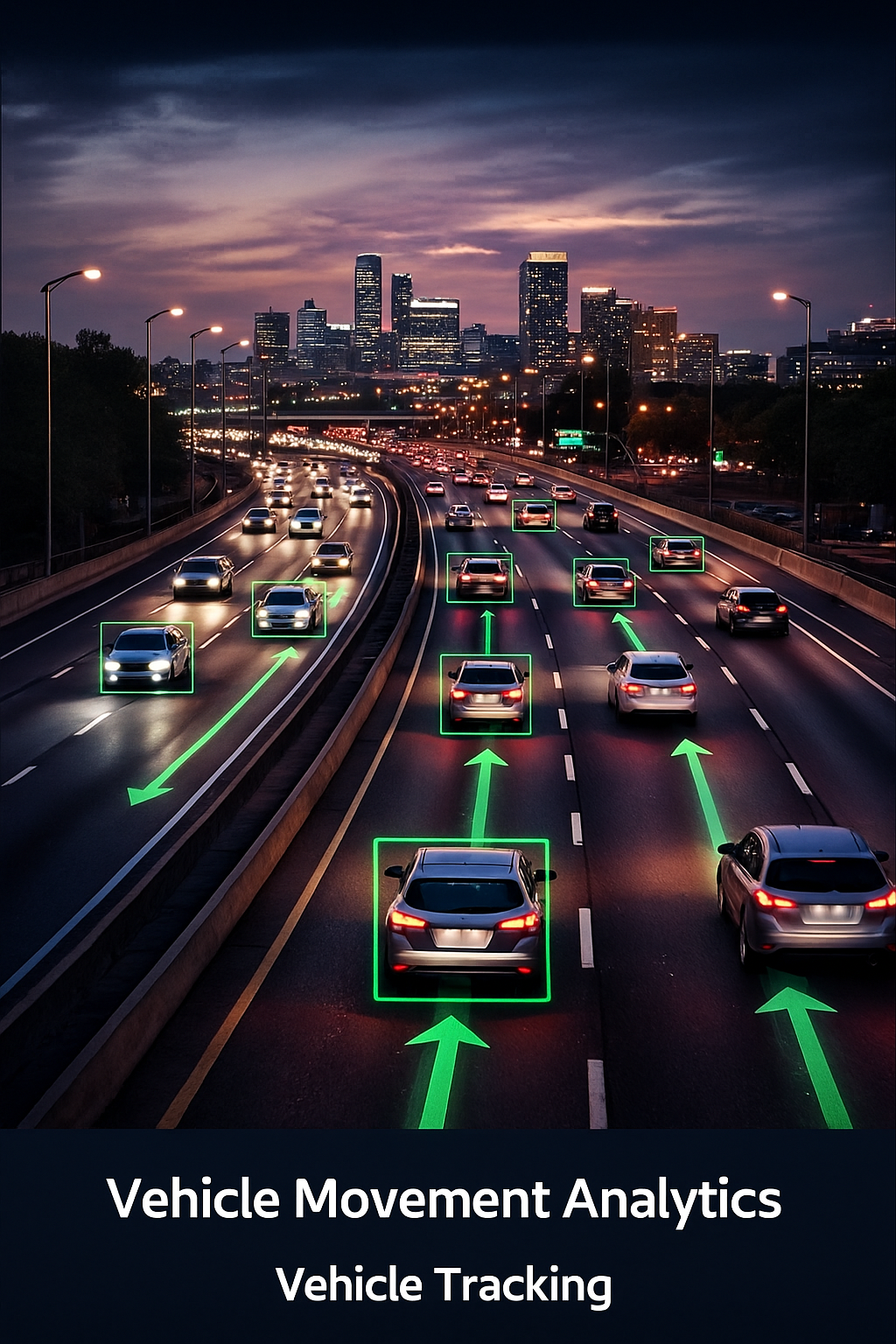 Cars driving tracked by surveillance network